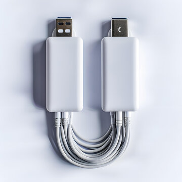 一对白色的USB-C转接器和数据线