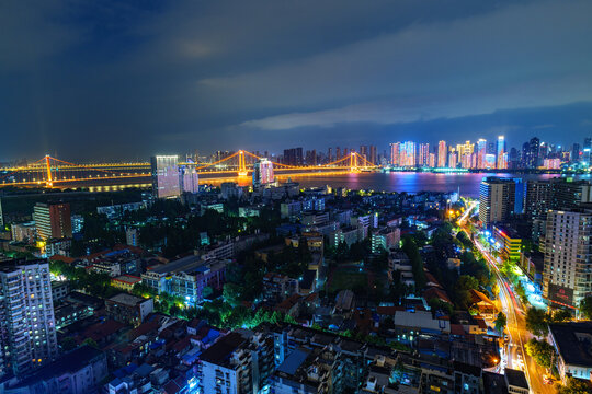 湖北武汉夜景风光城市天际线