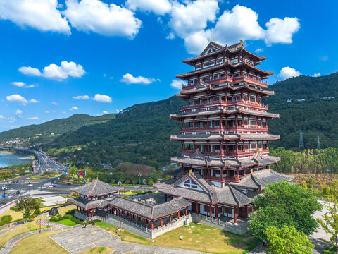 宜宾地标建筑东楼航拍