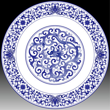 青花莲纹