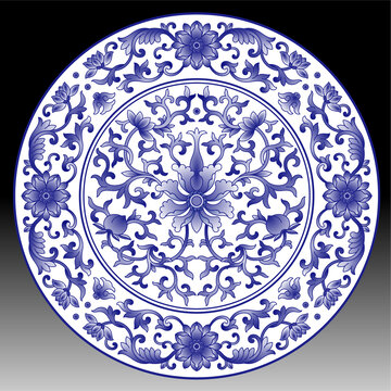 缠枝纹青花盘