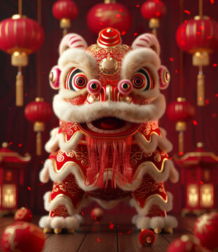 舞狮的AI图片