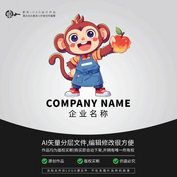 小狗苹果卡通动物形象LOGO