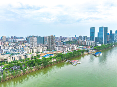 湖南省长沙市杜甫江阁航拍