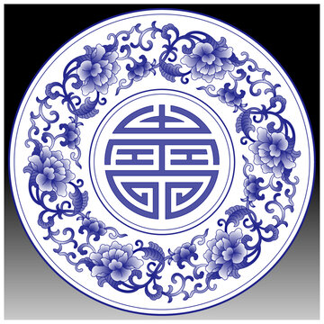 青花牡丹纹