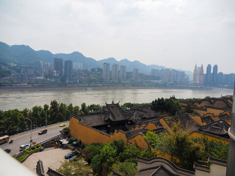 重庆湖广会馆的高角度视图