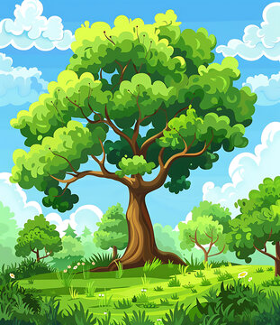 绿树成荫的草地风景