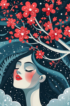 花朵与女人的梦幻