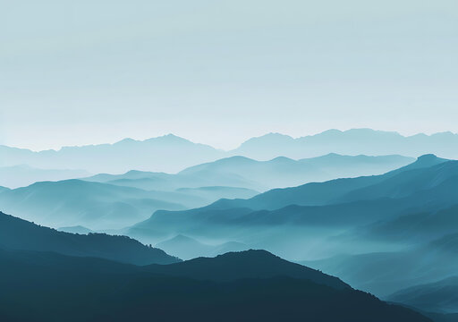 雾霭山峦叠嶂的自然风光