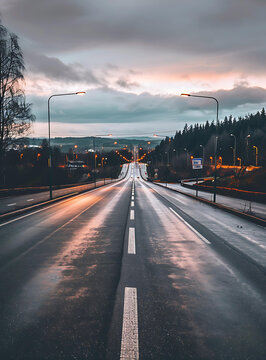 通往地平线的空旷道路