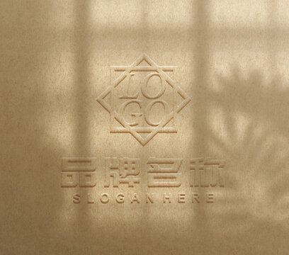 硬纸材质击凸logo样机效果