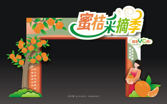 蜜桔采摘季门头
