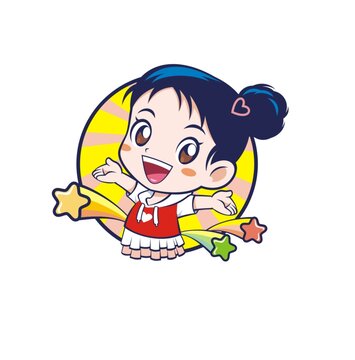 卡通可爱女孩欢迎头像矢量图
