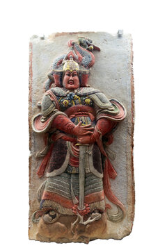 彩绘武士浮雕