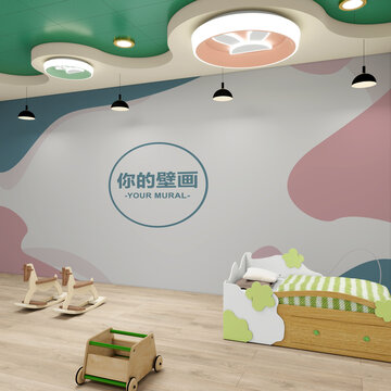 儿童房背景墙样机