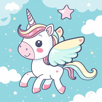 可爱独角兽图案矢量