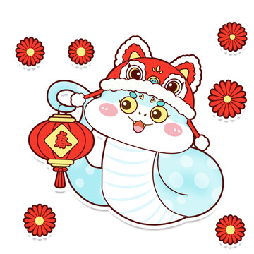 中国风卡通2025蛇年插画元素