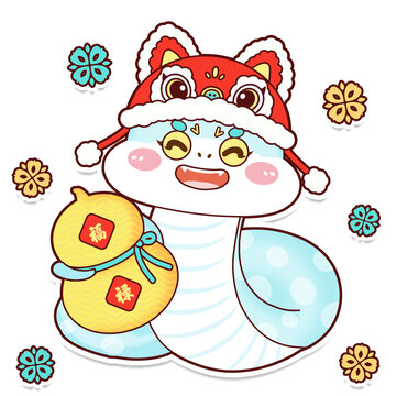 中国风卡通2025蛇年插画元素