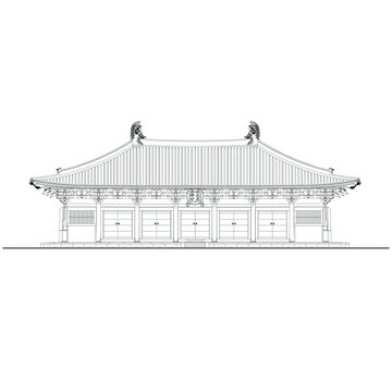 佛光寺大殿立面线稿图