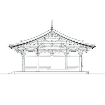 佛光寺大殿剖面线稿图