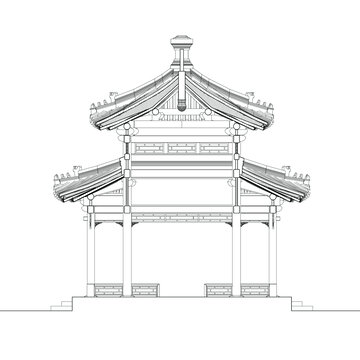 知春亭剖面线稿图