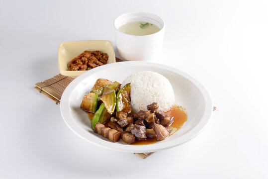 红烧肉茄子饭