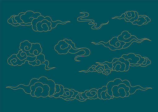 中式祥云线稿