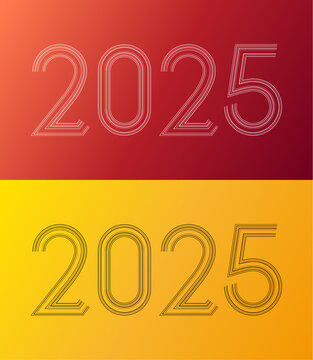 线条数字2025字体设计