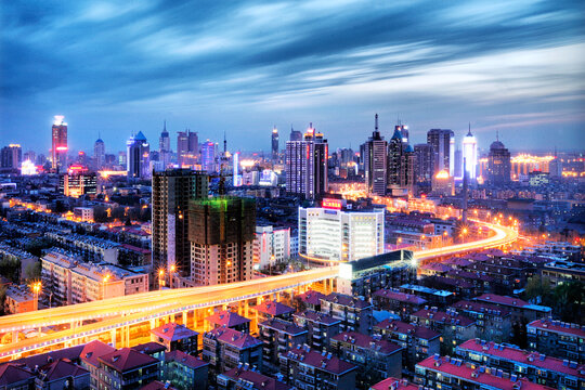 济南夜景道路