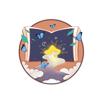书本与星星学生冰箱贴设计印花