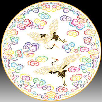 仙鹤七彩祥云
