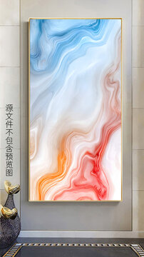 新中式大理石意境玄关鎏金装饰画