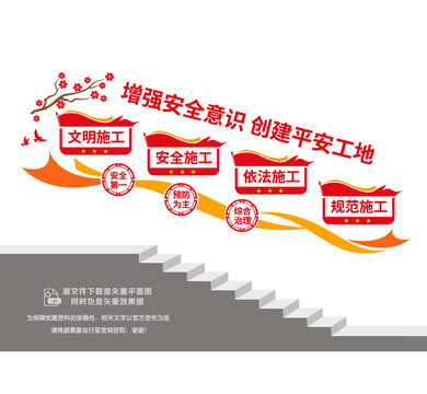 工地安全教育楼梯墙