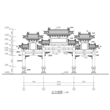 经典牌楼施工图CAD