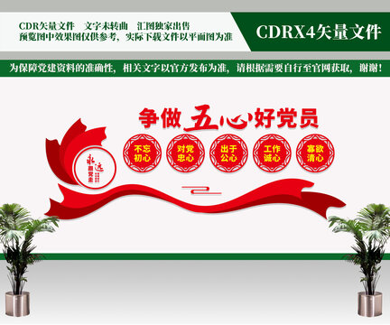 争做五心好党员党建文化墙