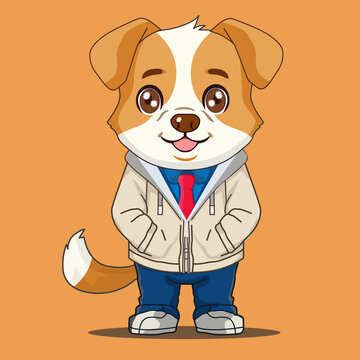 穿着衣服的可爱小狗