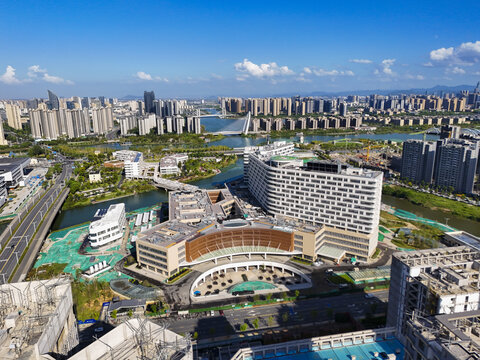 绍兴镜湖新区绍兴人民医院航拍
