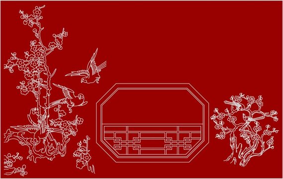 苏州园林腊梅漏窗图