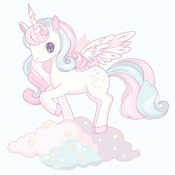 梦幻独角兽图案插画