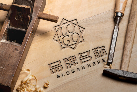 木板雕刻logo效果