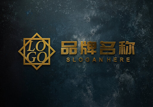 金色立体字logo