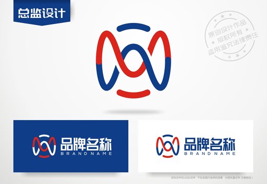 字母M设计logo人工智能标志