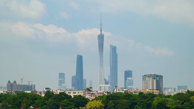 广州海珠湖公园城市风光
