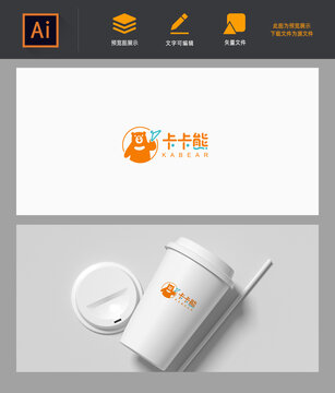熊logo橘色卡通童装
