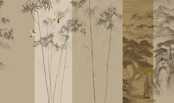 水墨竹林