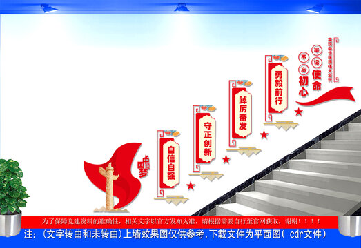 不忘初心牢记使命楼梯党建文化墙