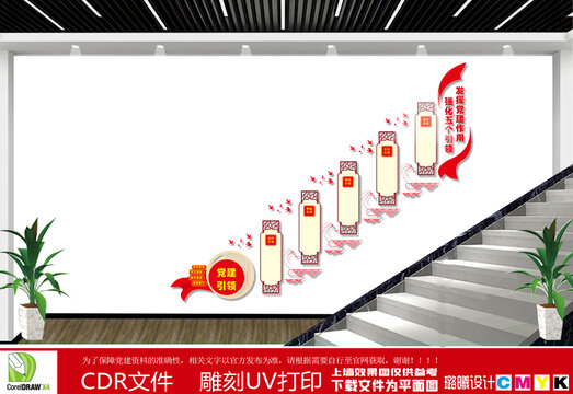 强化五个引领楼梯文化墙
