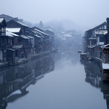 古镇雪景
