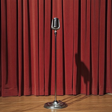 窗帘前的话筒