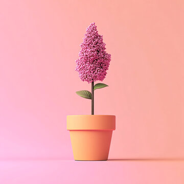 粉色的超现实极简主义树